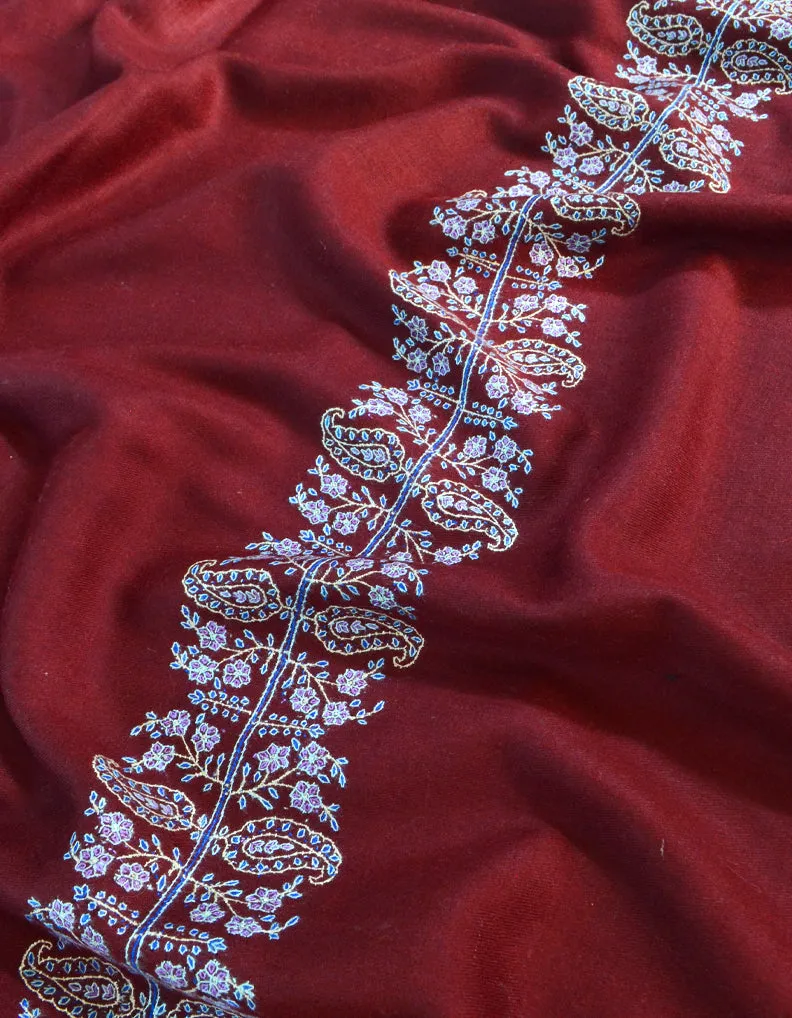 Mulberry Purple Pashmina Shawl With Sozni Work 5493