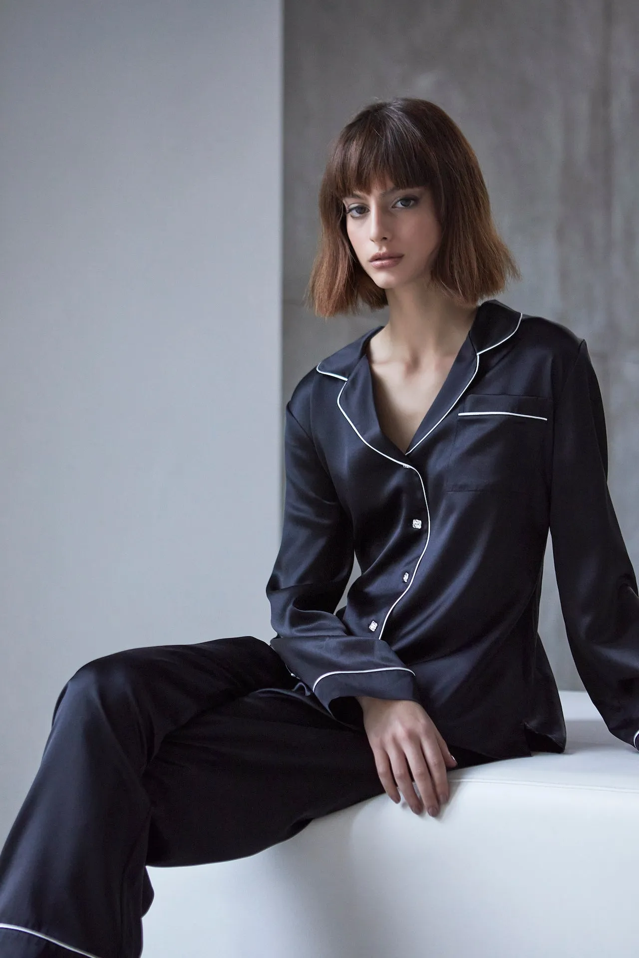 Mulberry Silk Black Pyjama Set