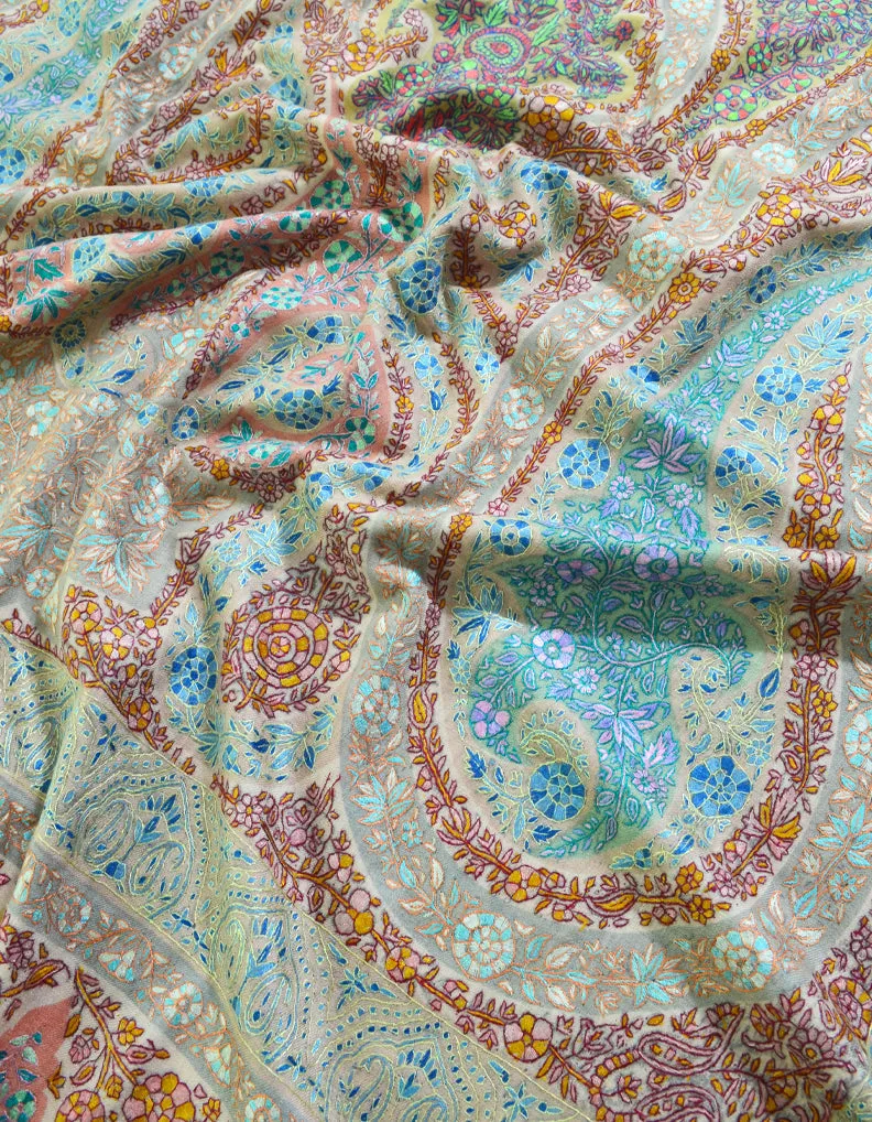 Mulicoloured Pashmina Shawl In Embroidery 5967