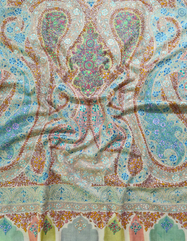 Mulicoloured Pashmina Shawl In Embroidery 5967