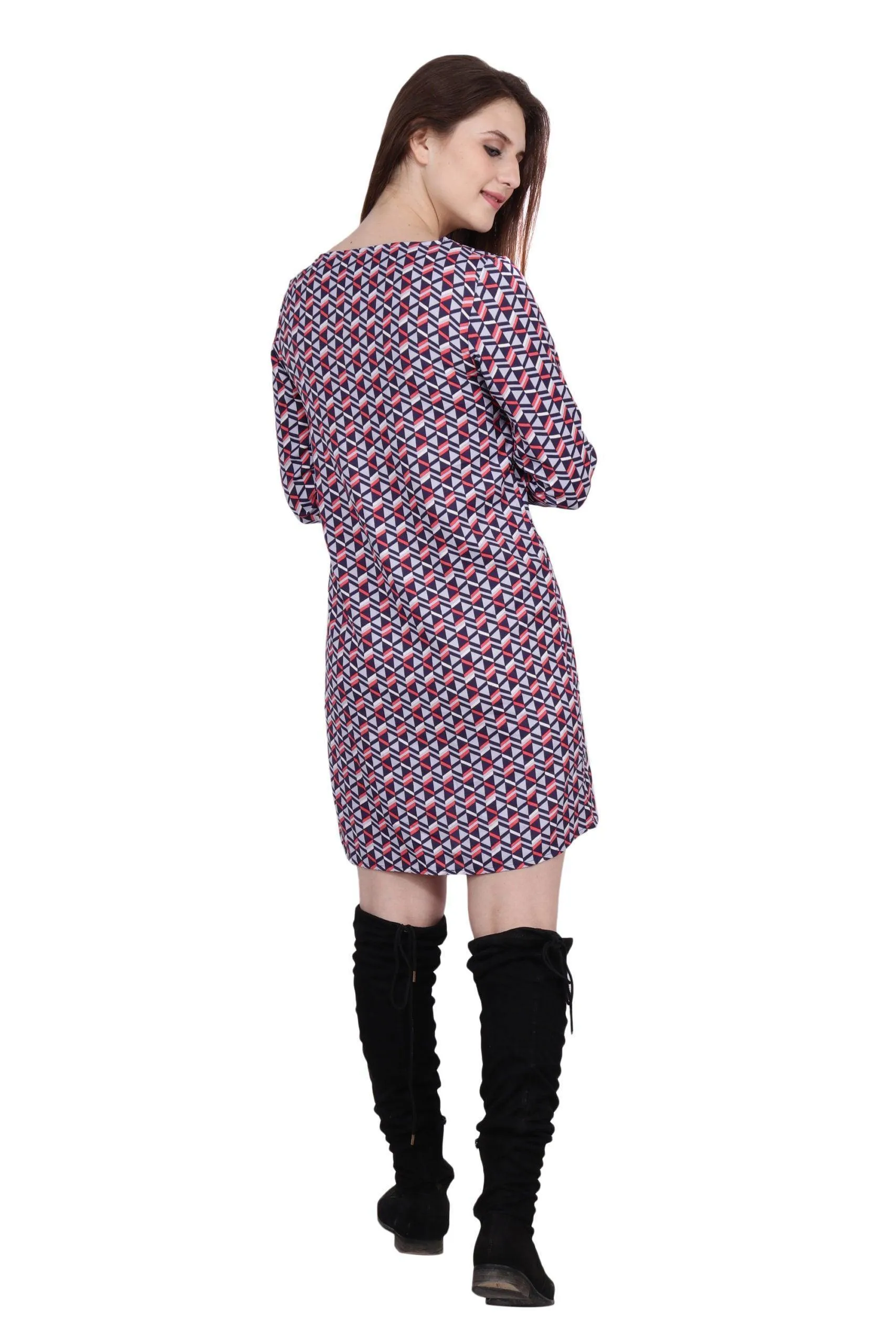 Multicolored Geometric Printed Dress