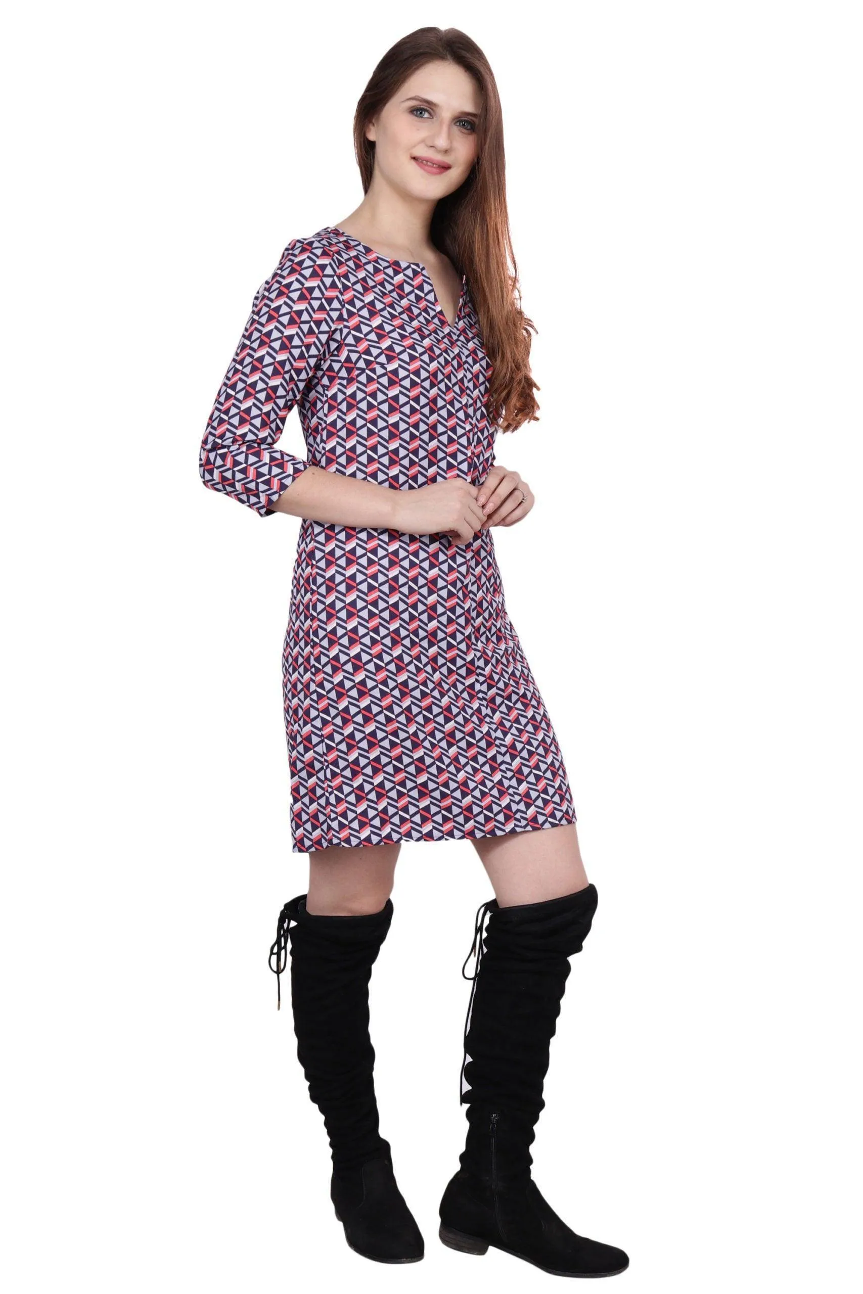 Multicolored Geometric Printed Dress