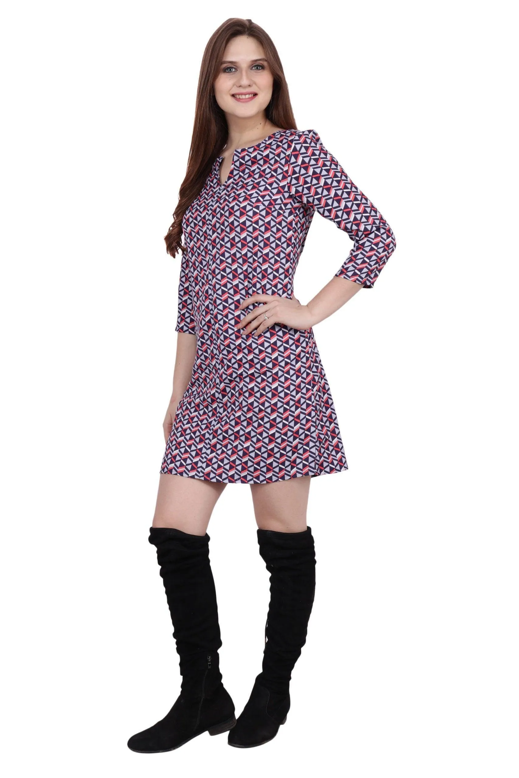 Multicolored Geometric Printed Dress