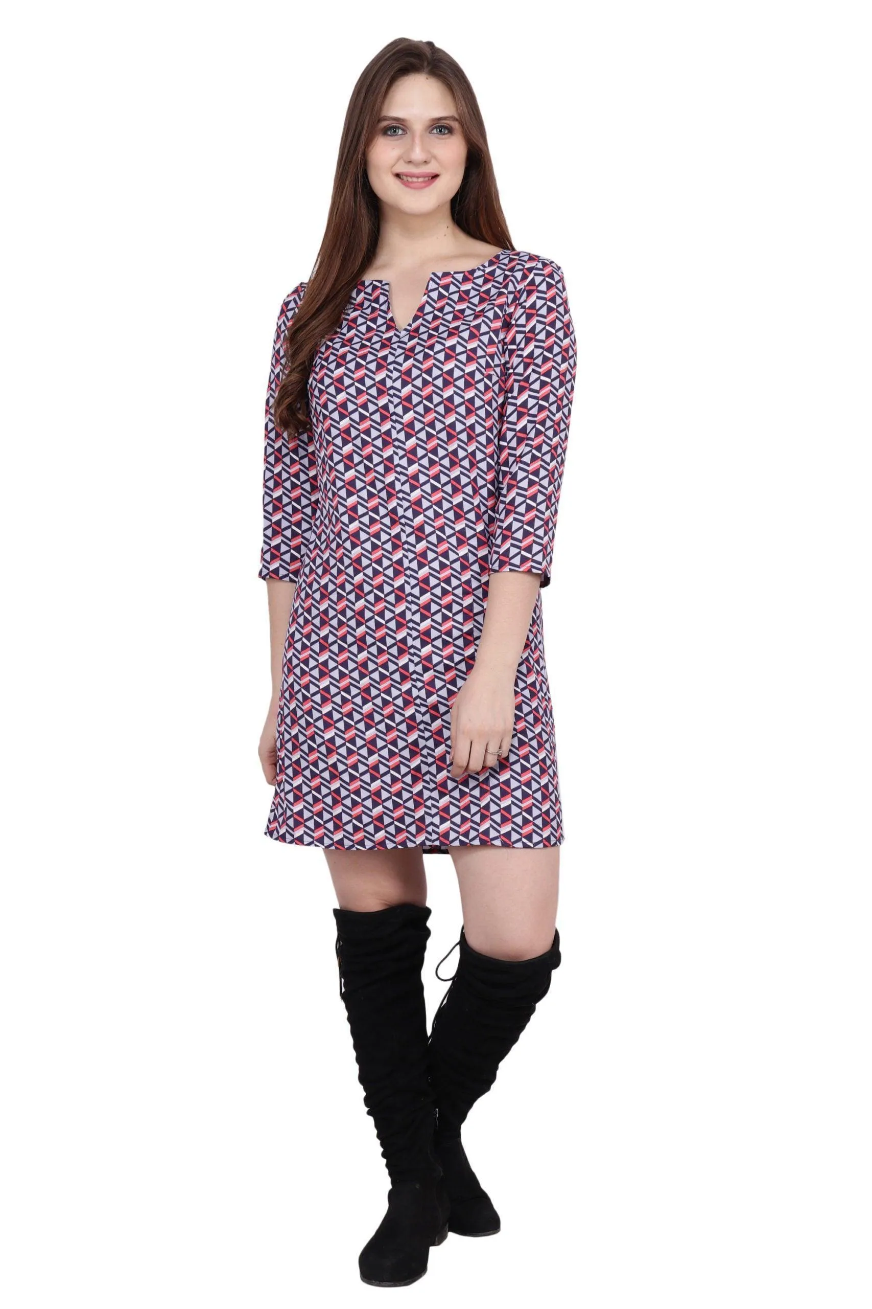 Multicolored Geometric Printed Dress