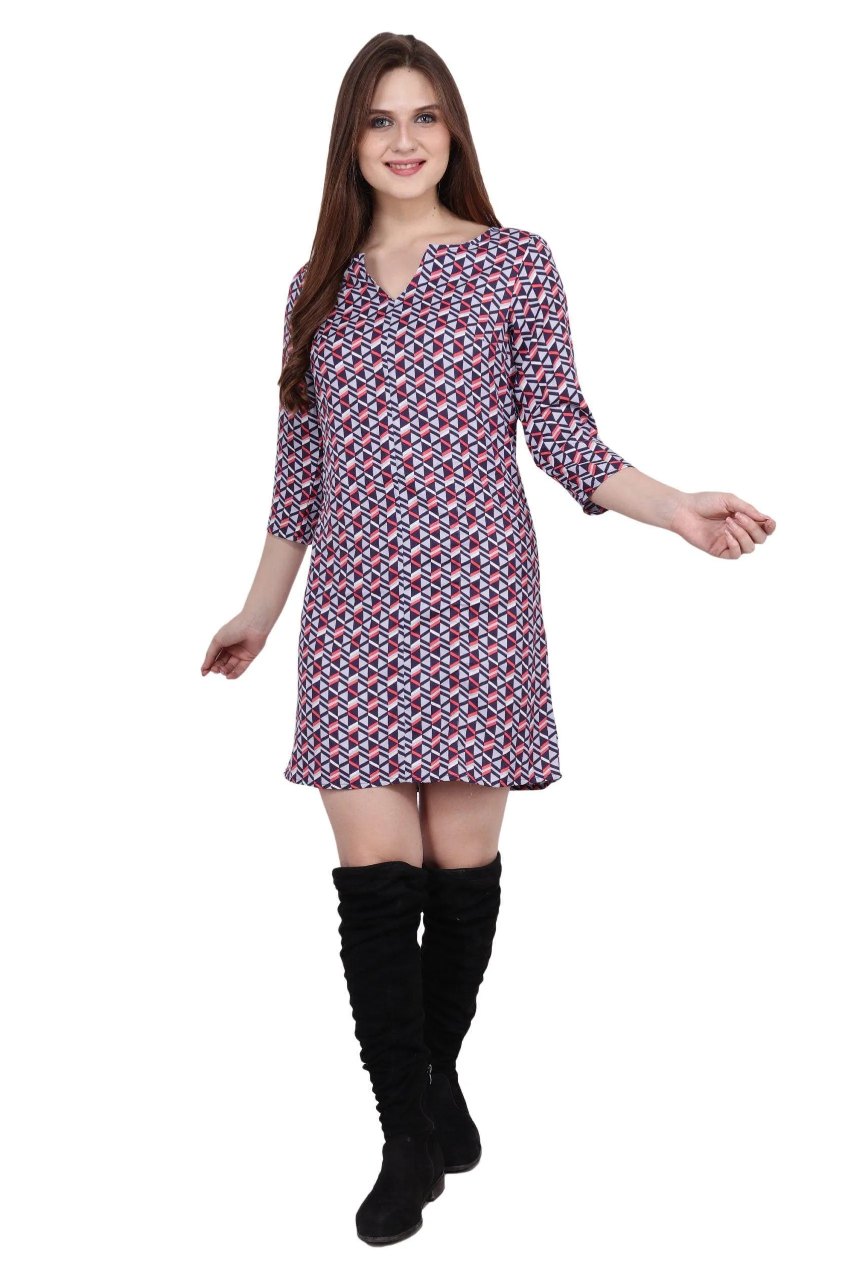 Multicolored Geometric Printed Dress