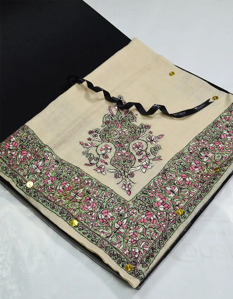 Mussar Rumaal Large Naqsha Off White RL01115