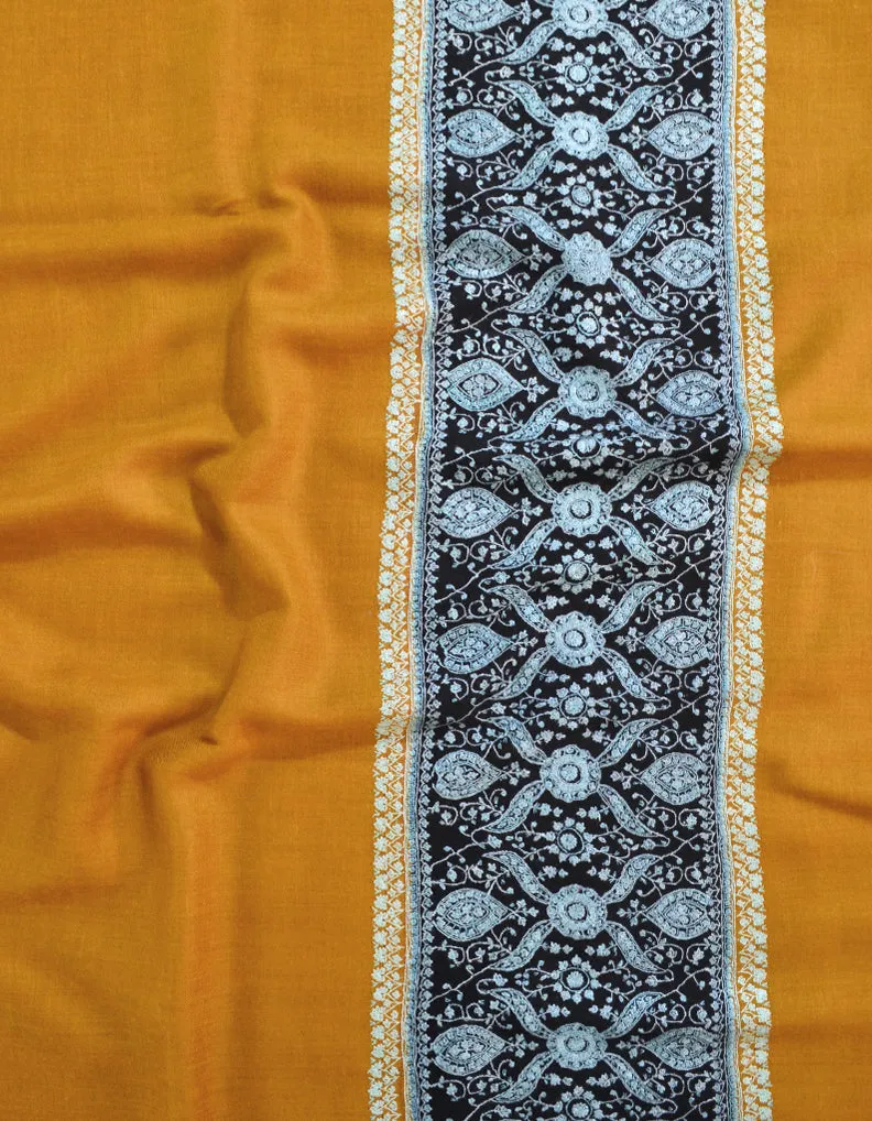Mustard & Black Sozni Pashmina Shawl 5949