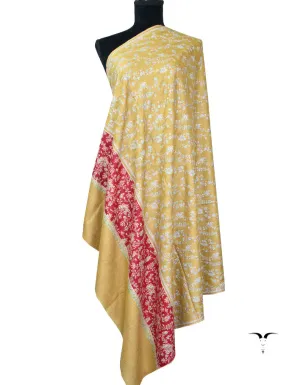 Mustard & Maroon Pashmina Shawl With Sozni Work 5403