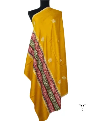 Mustard, Green & Maroon Sozni Pashmina Shawl 5398