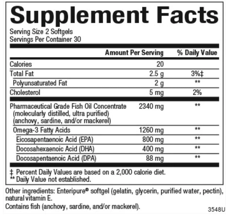 Natural Factors RxOmega-3-1260 mg-Omega-3-EPA 800 mg/DHA 400 mg/DPA 88 mg 60 Softgel
