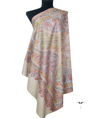 Natural jamma embroidery pashmina shawl 8308