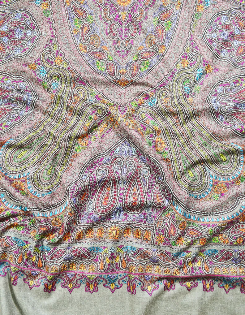 Natural jamma embroidery pashmina shawl 8308