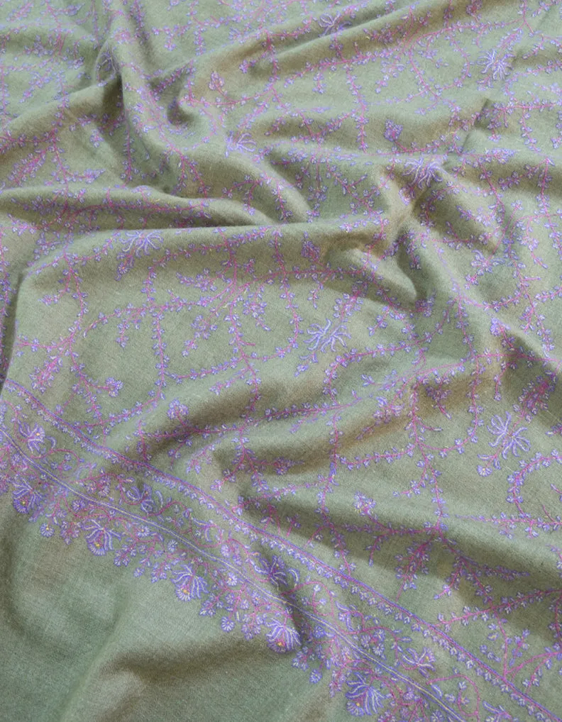 Natural Pashmina Shawl In Sozni Work 5947