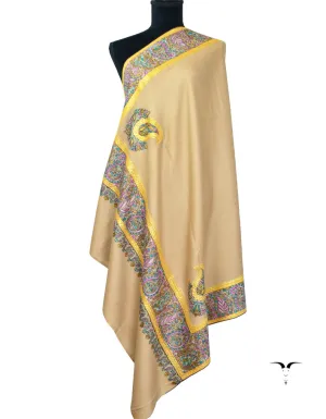 Natural Pashmina Shawl With Sozni & Tilla Work 5476