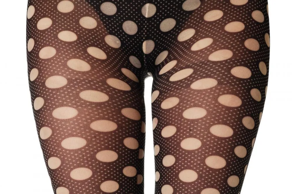 Navy Blue With Beige Polka Dots