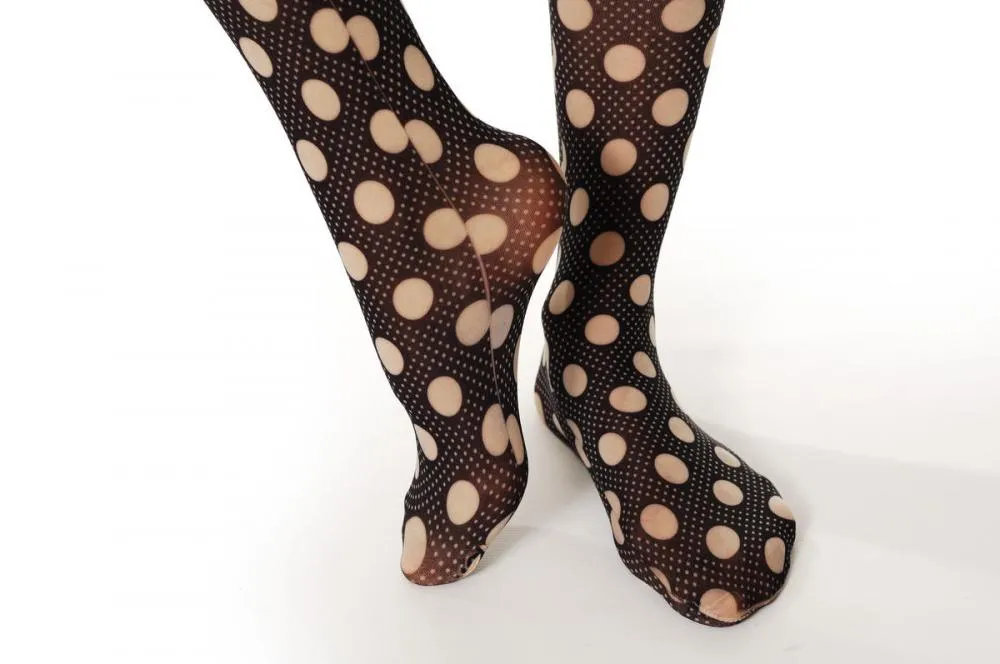 Navy Blue With Beige Polka Dots