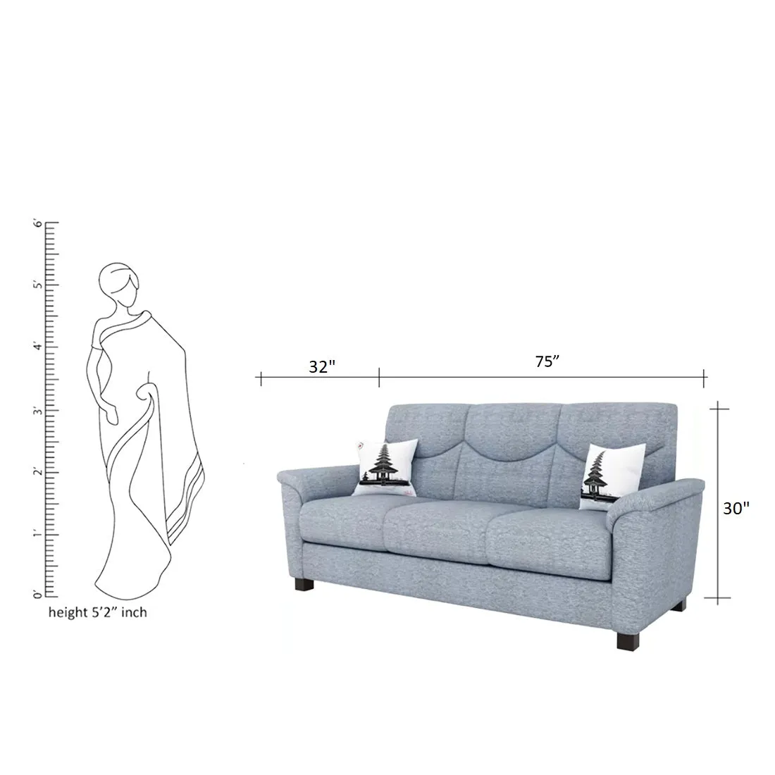 Nuevo 3 Seater Fabric Sofa for Living Room And Office