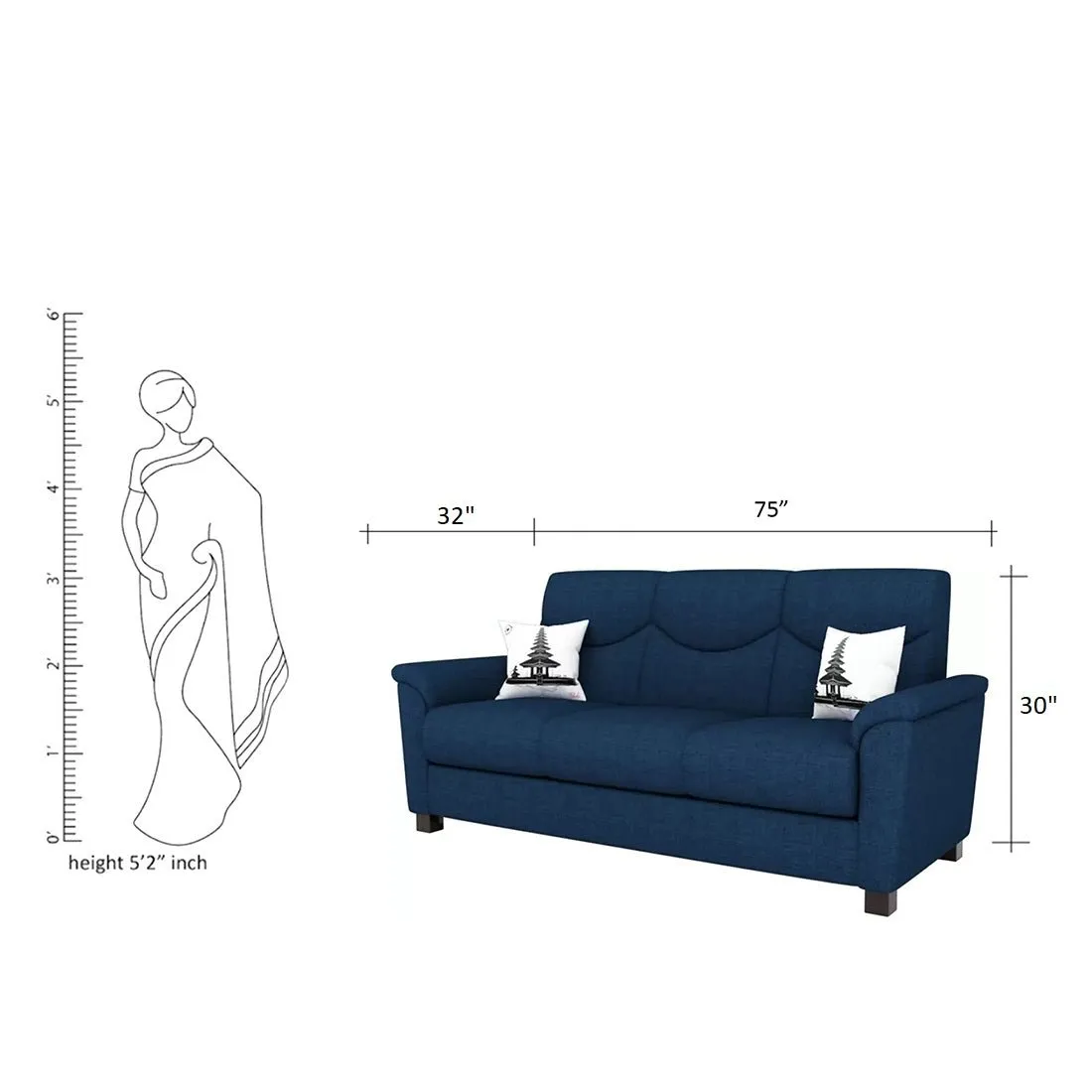 Nuevo 3 Seater Fabric Sofa for Living Room And Office