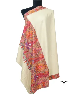 Off White Pashmina Shawl In Sozni 5971