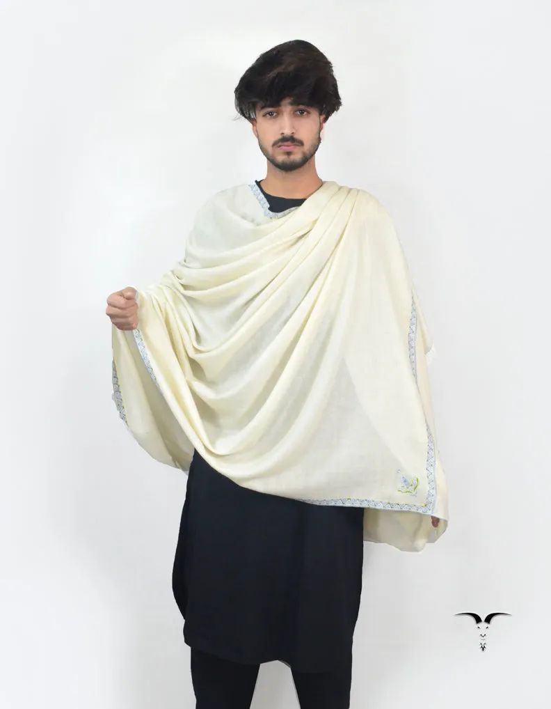 Off White Pashmina Shawl With Sozni 5679
