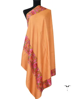 Peach Pashmina Shawl With Sozni Work 5375