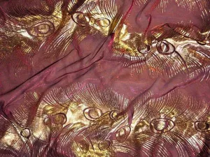 Peacock Feather - Foil Metal Chiffon