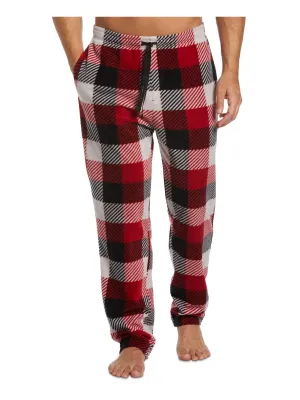 Perry Ellis Portfolio Men's Modern Buffalo Plaid Textured Fleece Pajama Pants Red Size Large