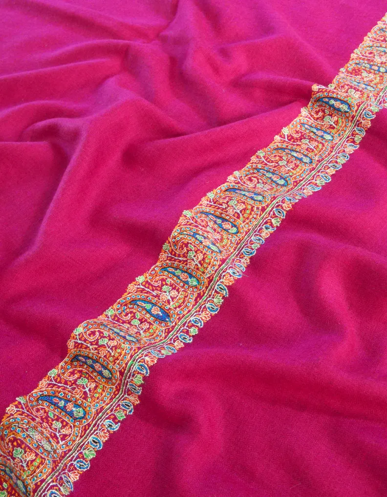Pink Pashmina Shawl With Sozni Embroidery 5421