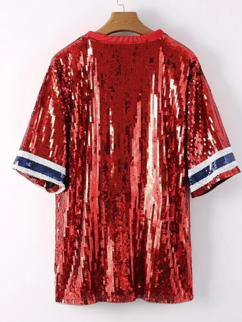 Pre Order:  Sequined Letter Pattern Loose Top