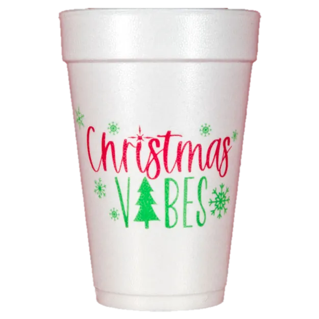 Pre-Printed Styrofoam Cups<br> Christmas Vibes