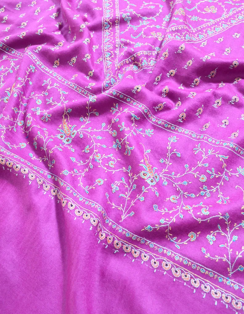 Purple Pashmina Shawl With Sozni Work 5815