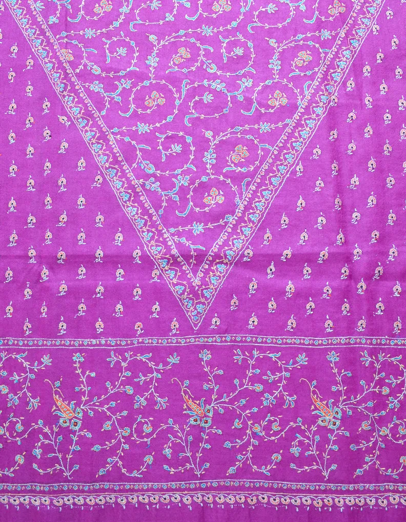 Purple Pashmina Shawl With Sozni Work 5815