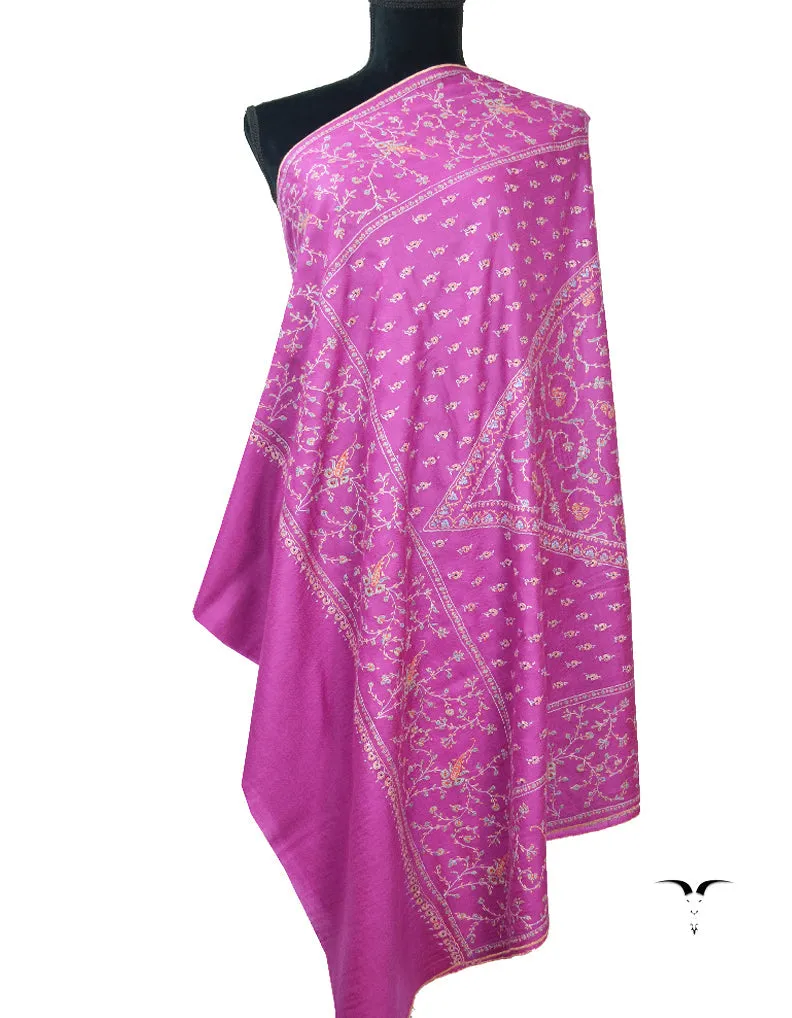 Purple Pashmina Shawl With Sozni Work 5815
