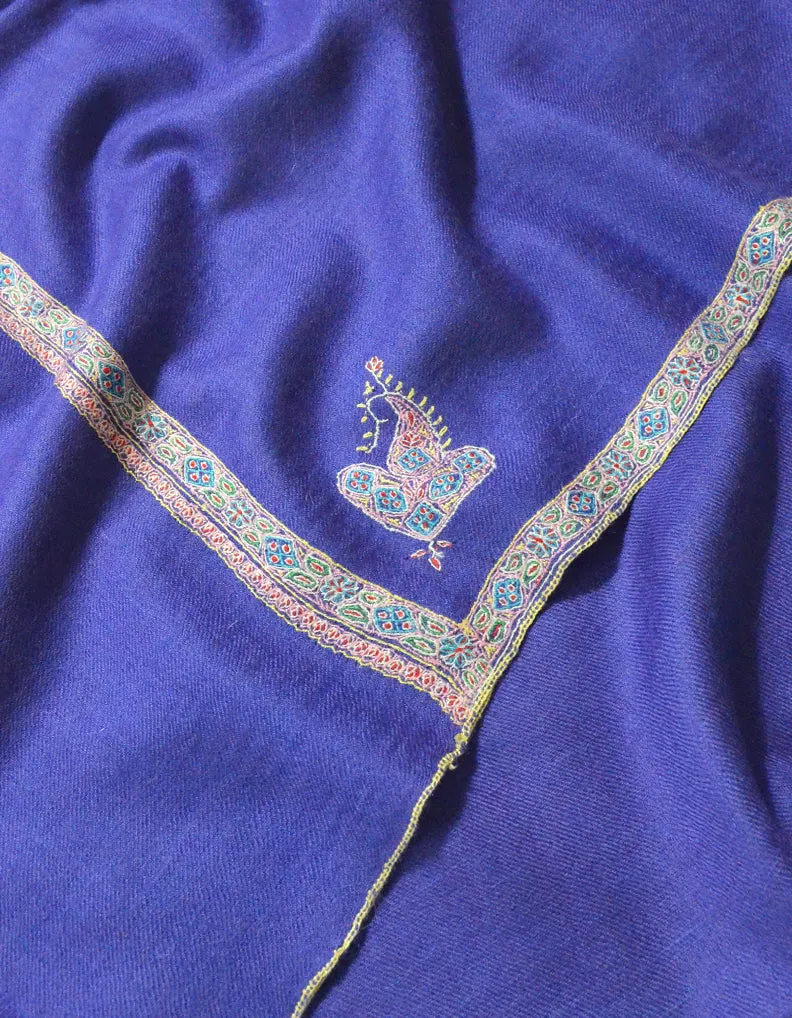 Purple Pashmina Shawl With Sozni Work 5861