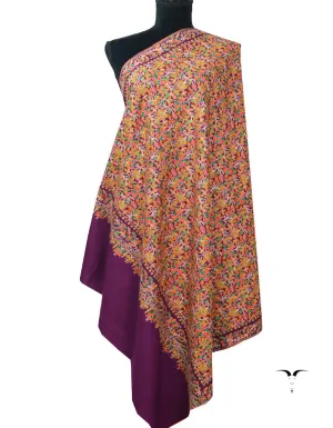 Purple Pashmina Sozni Jamavaar 5946