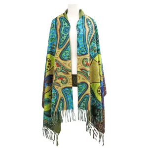 "Strong Earth Woman" ECO Art Print Shawl, Métis artist Leah Dorion