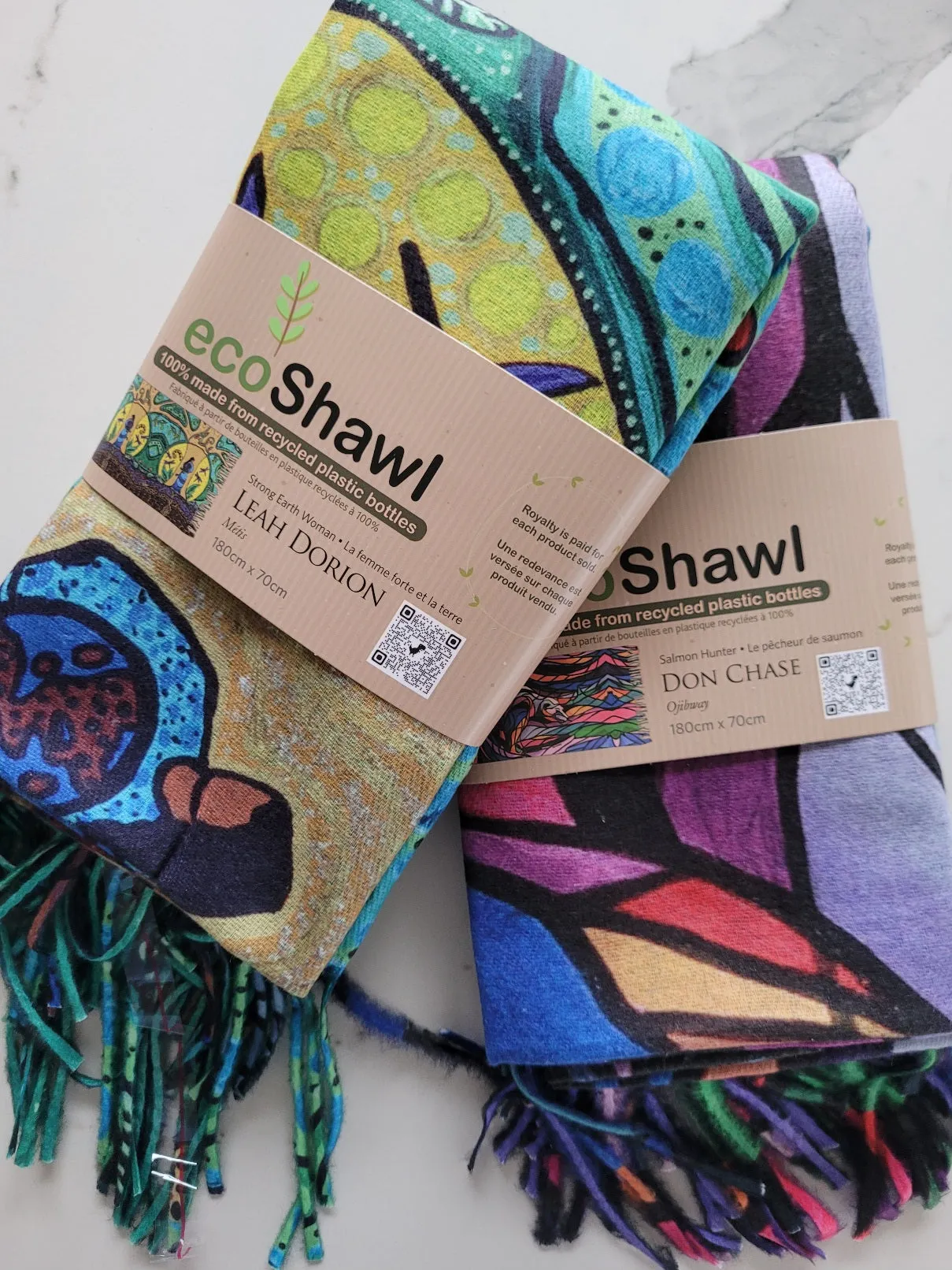 "Strong Earth Woman" ECO Art Print Shawl, Métis artist Leah Dorion