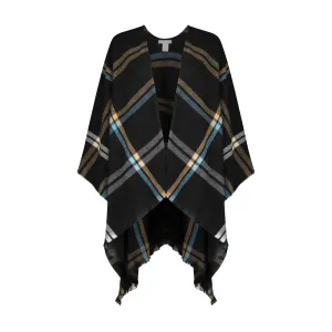 Rampage Women's Windowpane Plaid Woven Ruana Open Front Shawls - Stylish Wrap Cape
