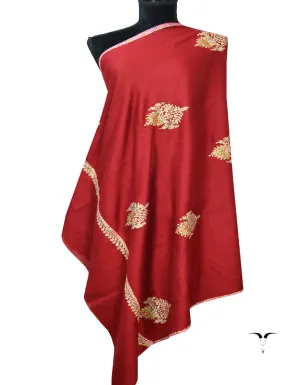 Red Embroidery Pashmina shawl 7188