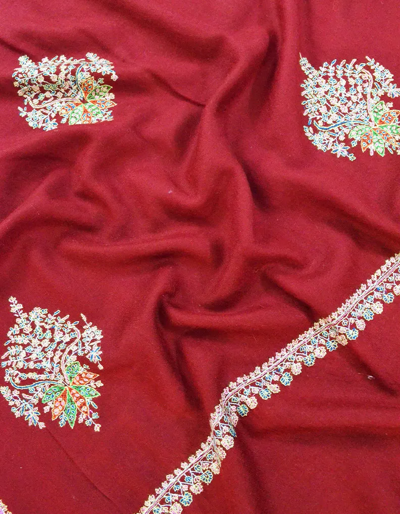 Red Embroidery Pashmina shawl 7188