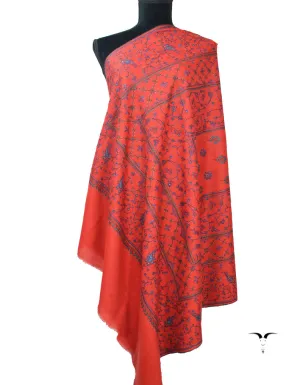 Red Pashmina Shawl With Sozni Work 5818