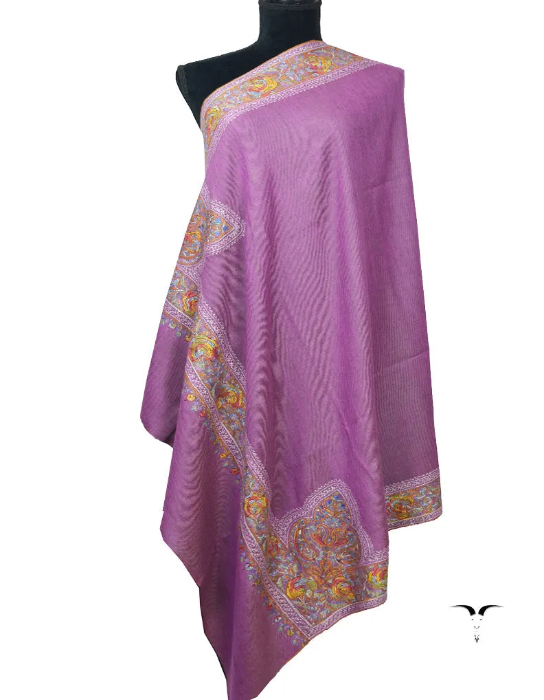 Reversible Black & Purple Pashmina Shawl With Tilla & Papermachie 5951