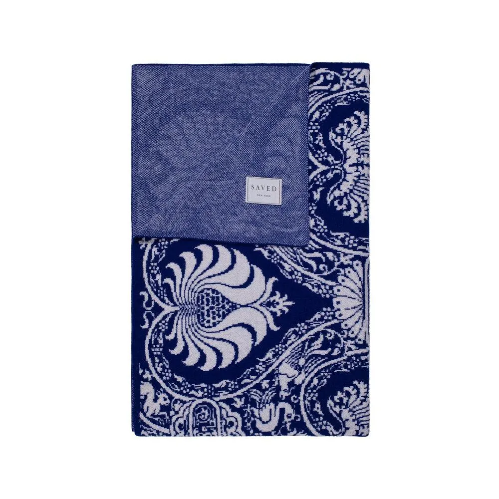 Romano Blue Cashmere Blankets by Saved NY