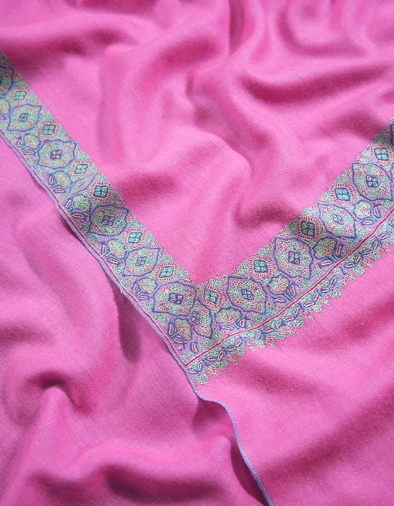 rose pink embroidery pashmina shawl 8745