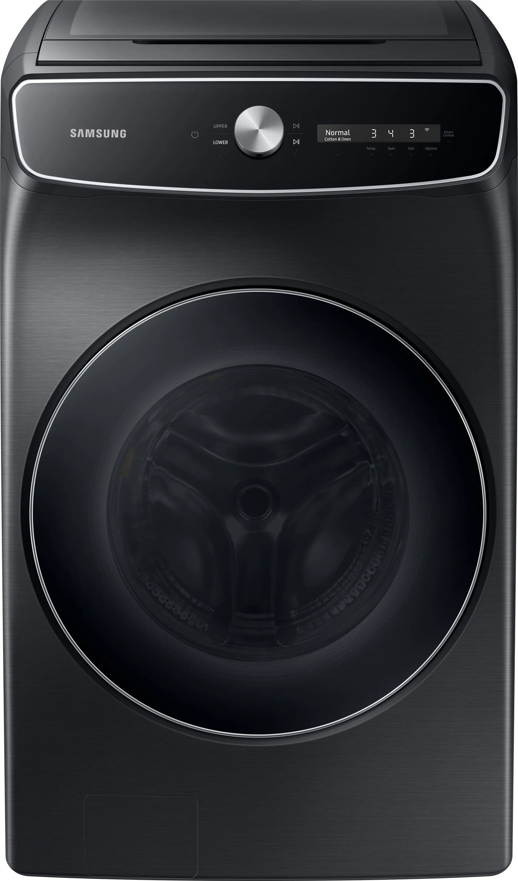 Samsung WV60A9900AV 27 Inch Smart Front Load Washer with 6.0 cu. ft. Capacity, 24 Wash Cycles, FlexWash™, Super Speed Wash, CleanGuard™, PowerFoam™, Smart Dial, Steam Cycle, Sanitize, Self Clean , and Energy Star®: Black