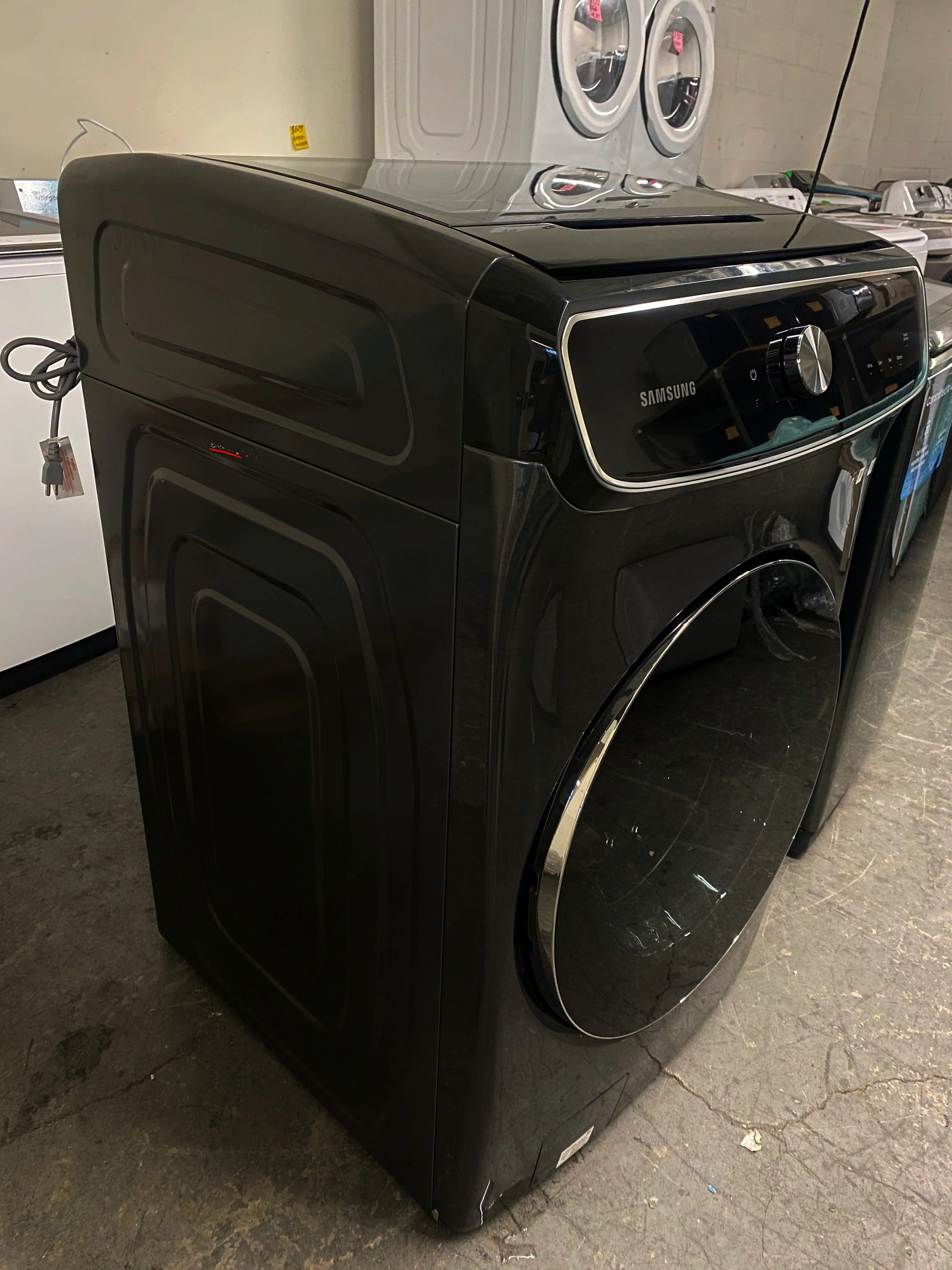Samsung WV60A9900AV 27 Inch Smart Front Load Washer with 6.0 cu. ft. Capacity, 24 Wash Cycles, FlexWash™, Super Speed Wash, CleanGuard™, PowerFoam™, Smart Dial, Steam Cycle, Sanitize, Self Clean , and Energy Star®: Black
