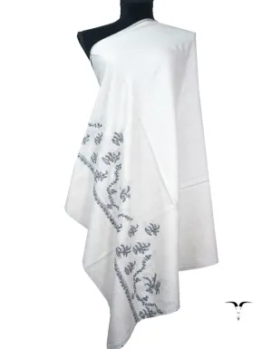 snow white embroidery pashmina shawl 8887