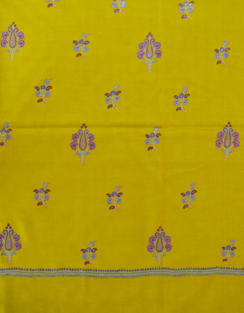 Sozni Patchwork On Yellow Pashmina Shawl 5366