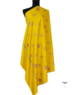 Sozni Patchwork On Yellow Pashmina Shawl 5366