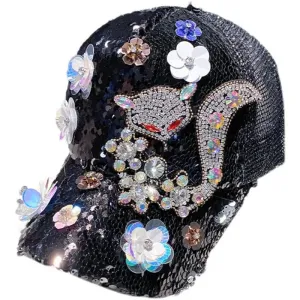 TEEK - Diamond Sequin Fox Baseball Cap